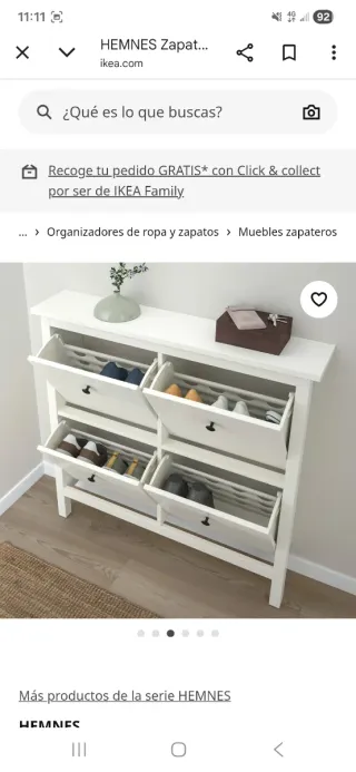 Zapatero Ikea Hemnes Blanco