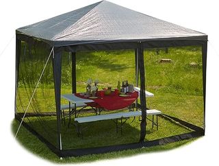 Relaxdays Mosquitera Carpa 3x3 con Cremallera, Tela, 12 m, Negro