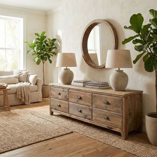 Porta TV 6 Cassetti Pino Riciclato 180x45x55 cm