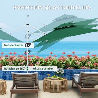 Parasol Excéntrico Verde Ø292 cm