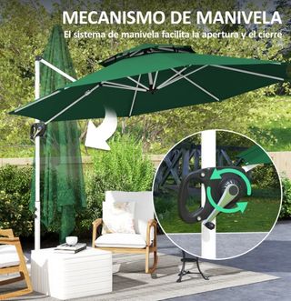 Parasol Excéntrico Verde Ø292 cm