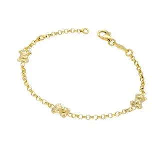 Pulsera Infantil Ositos Rolo Oro 18 Klt