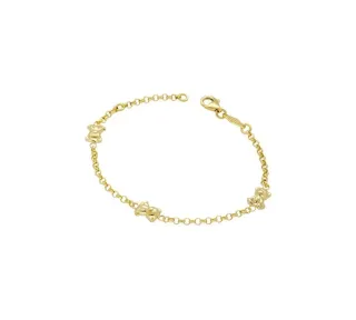 Pulsera Infantil Ositos Rolo Oro 18 Klt