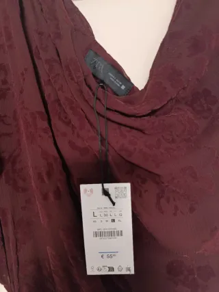 Vestido midi largo Asimétrico Flecos Devoré zara