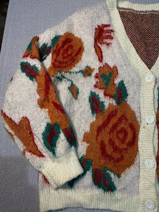Cardigan misto lana fantasia floreale XL