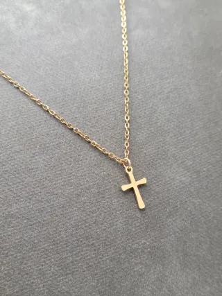 Colgante Cruz Chapado Oro Acero Quirúrgico