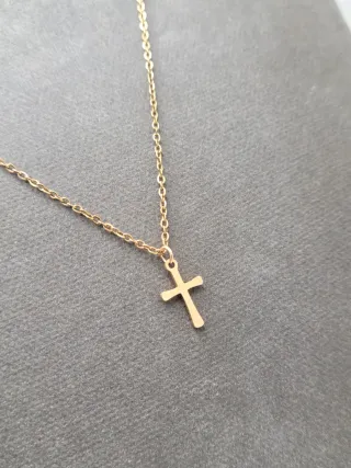 Colgante Cruz Chapado Oro Acero Quirúrgico