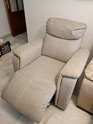 Sillón relax beige tela