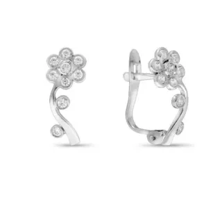 Pendientes Flor 7 Pétalos Oro Blanco 18 Klt