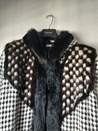 Chaquetón cuadros blanco y negro con pelo