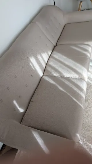 Sofá modular beige tela con chaise longue