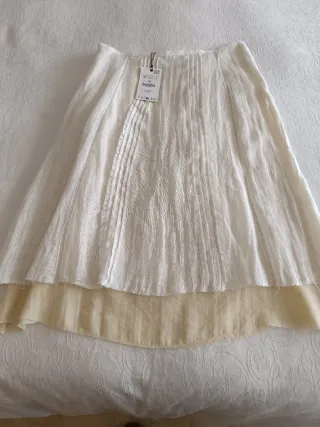Falda Zara blanca y amarilla talla L