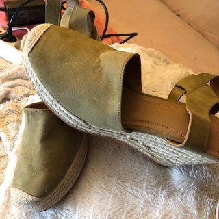 Alpargatas Tacón Piel Vuelta Yute Talla 41