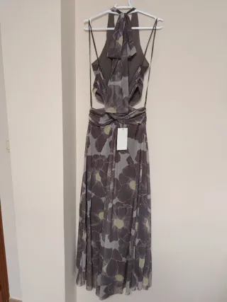 Vestido largo tul estampado CUT out