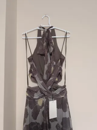 Vestido largo tul estampado CUT out