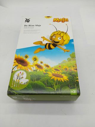 WMF La Abeja Maya - Vajilla para niños 6 piezas incluye plato, cuenco y cubertería (tenedor, cuchillo de mesa, cuchara y cuchara