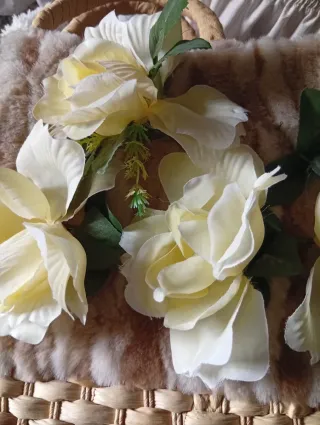 Borsa paglia decorata fiori e peluche