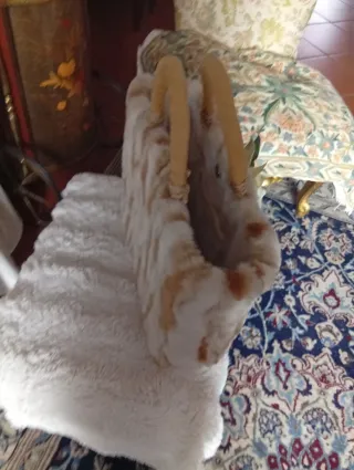 Borsa paglia decorata fiori e peluche