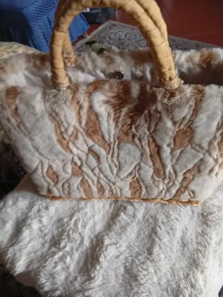 Borsa paglia decorata fiori e peluche