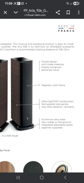 Altavoces FOCAL ARIA 926 Negro/Marrón