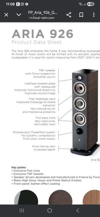 Altavoces FOCAL ARIA 926 Negro/Marrón