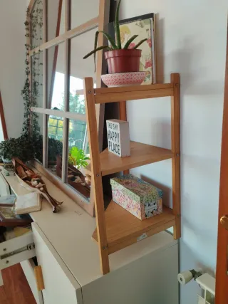 Estantería esquinera roble 3 baldas