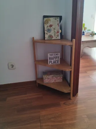 Estantería esquinera roble 3 baldas