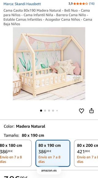 Cama Casita 80x190 Madera Natural - Bell Nuo