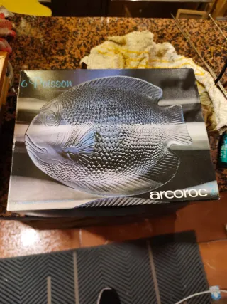 6 Bandejas Arcoroc Forma Pez Cristal Nuevas