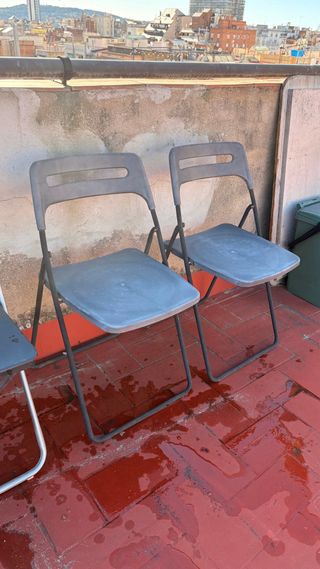 5 Sillas Jardin Plegables Plástico y Metal IKEA