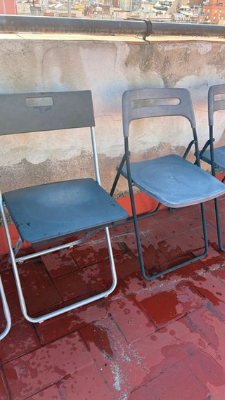 5 Sillas Jardin Plegables Plástico y Metal IKEA