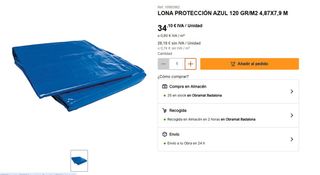 Lona azul protección obra 4,87x7,9 m