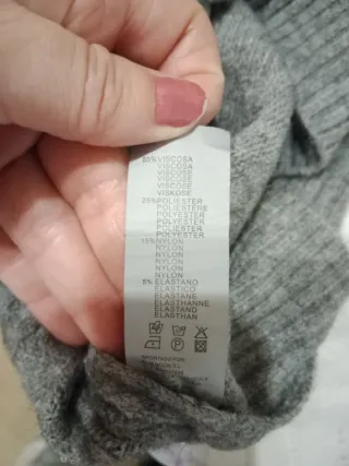 Jersey cuello alto mujer gris talla única