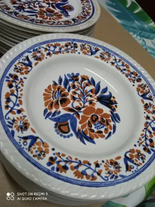 Set 36 Piatti Ceramica Grezza Decorati