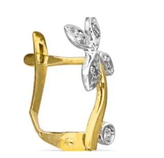 Pendientes Flor 4 Pétalos Oro Bicolor de 18klt