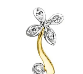 Pendientes Flor 4 Pétalos Oro Bicolor de 18klt