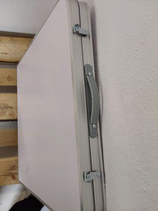 AKTIVE Mesa plegable portátil camping para 4 personas, Altura regulable, incluye 4 taburetes, jardín, con sillas dentro, Conjunt