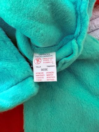 Disfraz dragón bebé verde y rojo