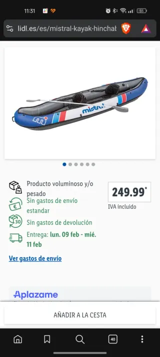 Kayak hinchable Mistral precintado
