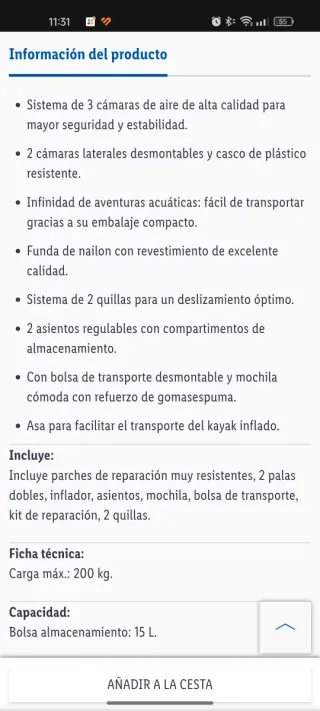 Kayak hinchable Mistral precintado