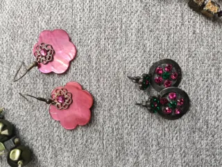 Pendientes bisutería hoja y flor