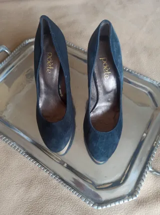 Zapatos de tacón Poète azul marino ante
