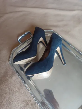 Zapatos de tacón Poète azul marino ante