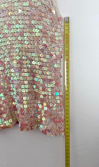 Top de punto con lentejuelas, beige rosa