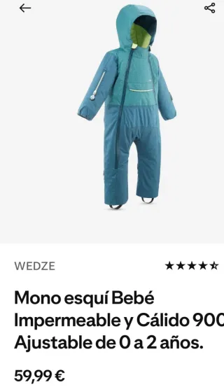 Mono de esquí bebé impermeable cálido 2 - 3 años