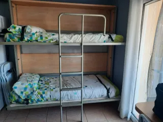 Cama Litera Abatible con Colchones y Nórdicos