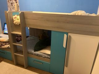 Litera infantil con armario y cajones