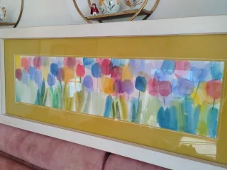 Cuadro acuarela flores 130x54