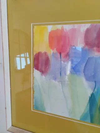 Cuadro acuarela flores 130x54