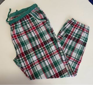 Pijama cuadros y jersey azul mujer